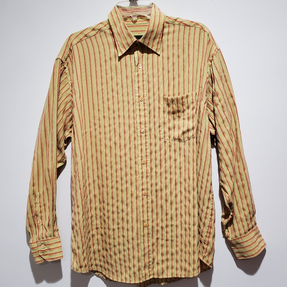 Bugatchi Uomo Button Up Striped Shirt Size L - image 1